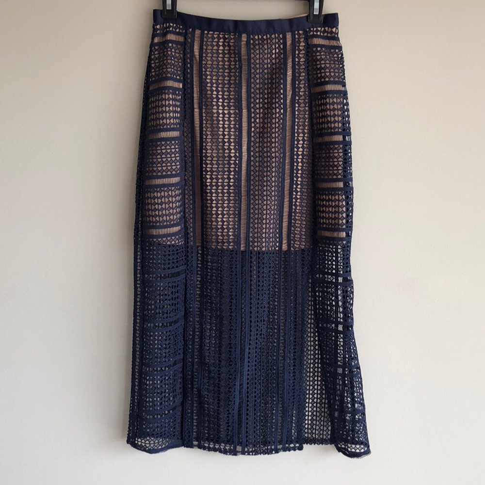 TOPSHOP lace maxi skirt with front slits
